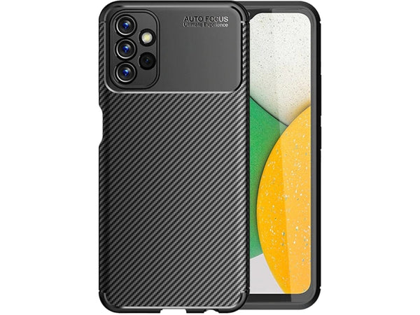 Hochwertig stabile Soft TPU Smartphone Handy Hülle im Carbon Design für Samsung Galaxy A13 4G zum Schutz des Display und Gehäuse Cover in schwarz von Screenguard