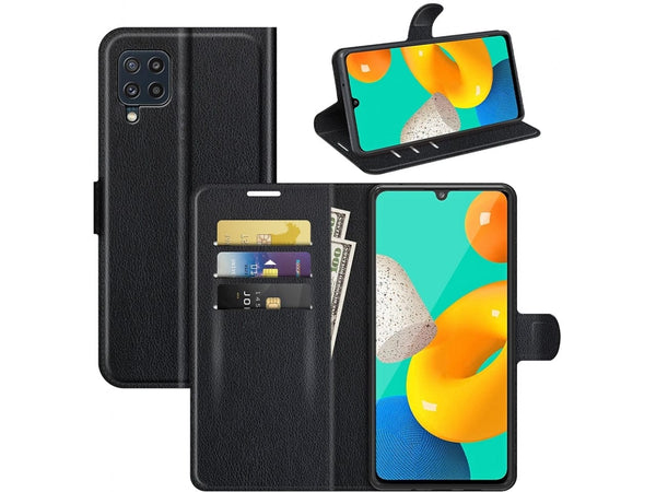 Lederhülle Portemonnaie Karten Ledertasche für Samsung Galaxy M32 in schwarz von Screenguard