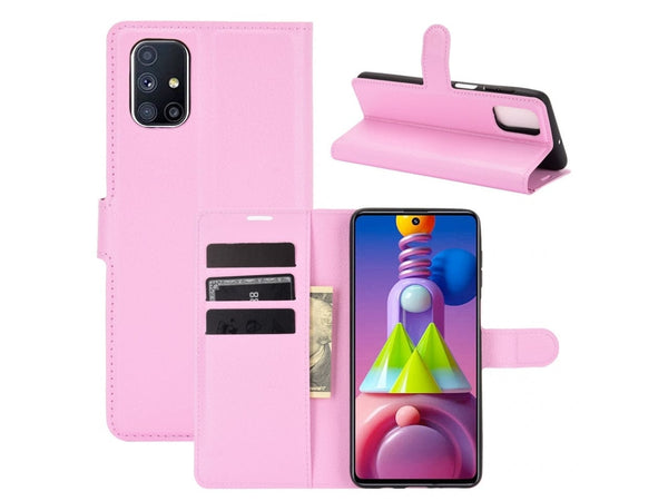 Lederhülle Portemonnaie Karten Ledertasche für Samsung Galaxy M51 in rosa von Screenguard