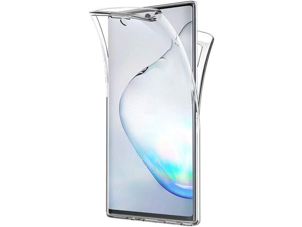 Vollständige 360 Grad Rundum Gummi TPU Hülle zum beidseitigen Schutz des Samsung Galaxy Note10 Display und Gehäuse in transparent von Screenguard