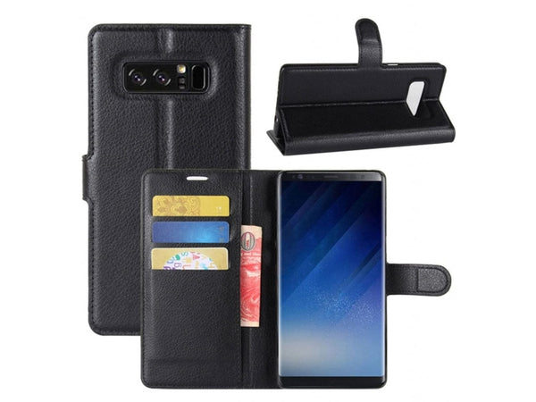 Lederhülle Portemonnaie Karten Ledertasche für Samsung Galaxy Note8 in schwarz von Screenguard