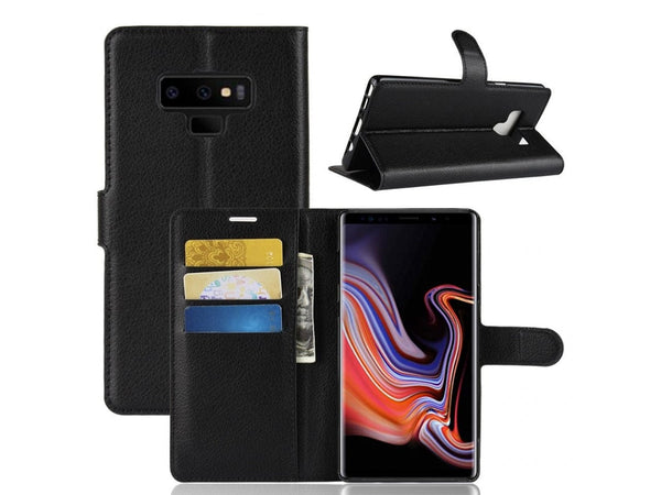 Lederhülle Portemonnaie Karten Ledertasche für Samsung Galaxy Note9 in schwarz von Screenguard
