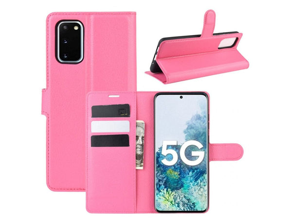 Lederhülle Portemonnaie Karten Ledertasche für Samsung Galaxy S20 FE in pink von Screenguard