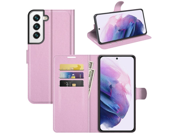 Lederhülle Portemonnaie Karten Ledertasche für Samsung Galaxy S22 in rosa von Screenguard
