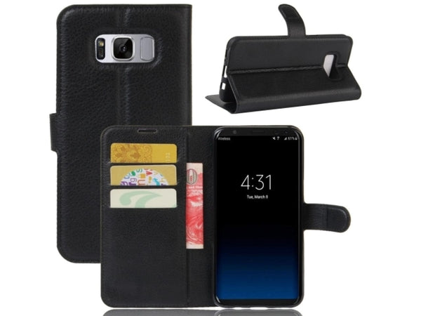 Lederhülle Portemonnaie Karten Ledertasche für Samsung Galaxy S8 in schwarz von Screenguard