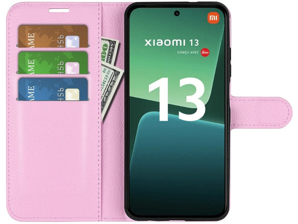 Lederhülle Portemonnaie Karten Ledertasche für Xiaomi 13 in rosa von Screenguard