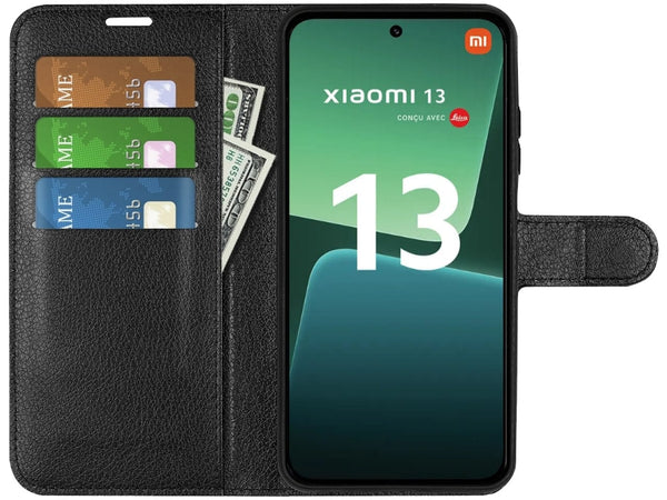 Lederhülle Portemonnaie Karten Ledertasche für Xiaomi 13 in schwarz von Screenguard