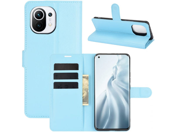 Lederhülle Portemonnaie Karten Ledertasche für Xiaomi Mi 11 in hellblau von Screenguard
