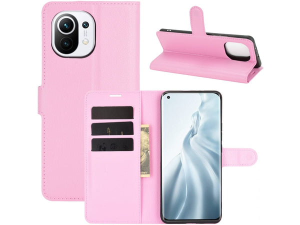 Lederhülle Portemonnaie Karten Ledertasche für Xiaomi Mi 11 in rosa von Screenguard