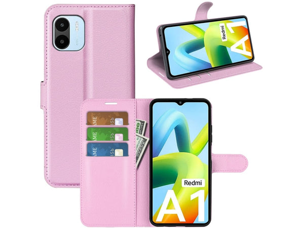 Lederhülle Portemonnaie Karten Ledertasche für Xiaomi Redmi A1 in rosa von Screenguard
