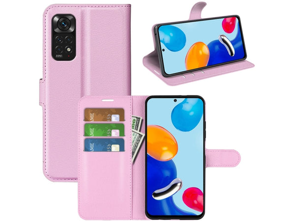 Lederhülle Portemonnaie Karten Ledertasche für Xiaomi Redmi Note 11 in rosa von Screenguard