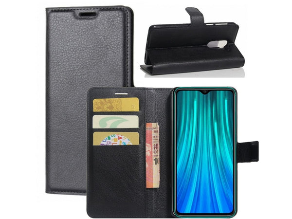 Lederhülle Portemonnaie Karten Ledertasche für Xiaomi Redmi Note 8 Pro in schwarz von Screenguard