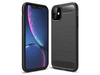 Flexible Handy Schutzhülle mit gebürster Carbon Textur auf der Rückseite für zum Schutz des Apple iPhone 11  Display und Gehäuse Case in schwarz von Screenguard