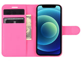 Lederhülle Karten Wallet Ledertasche Etui für Apple iPhone 12 in pink von Screenguard