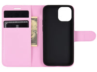 Lederhülle Karten Wallet Ledertasche Etui für Apple iPhone 12 in rosa von Screenguard