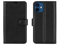 Lederhülle Karten Wallet Ledertasche Etui für Apple iPhone 12 in schwarz von Screenguard