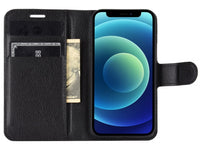 Lederhülle Karten Wallet Ledertasche Etui für Apple iPhone 12 in schwarz von Screenguard