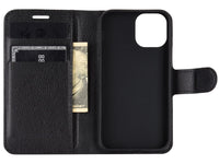 Lederhülle Karten Wallet Ledertasche Etui für Apple iPhone 12 in schwarz von Screenguard