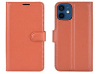 Lederhülle Karten Wallet Ledertasche Etui für Apple iPhone 12 mini in braun von Screenguard