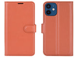 Lederhülle Karten Wallet Ledertasche Etui für Apple iPhone 12 mini in braun von Screenguard