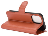 Lederhülle Karten Wallet Ledertasche Etui für Apple iPhone 12 mini in braun von Screenguard