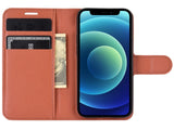 Lederhülle Karten Wallet Ledertasche Etui für Apple iPhone 12 mini in braun von Screenguard