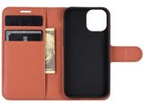 Lederhülle Karten Wallet Ledertasche Etui für Apple iPhone 12 mini in braun von Screenguard