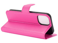 Lederhülle Karten Wallet Ledertasche Etui für Apple iPhone 12 mini in pink von Screenguard