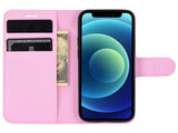 Lederhülle Karten Wallet Ledertasche Etui für Apple iPhone 12 mini in rosa von Screenguard