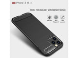 Flexible Handy Schutzhülle mit gebürster Carbon Textur auf der Rückseite für zum Schutz des Apple iPhone 12 Pro  Display und Gehäuse Case in schwarz von Screenguard