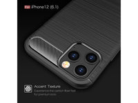 Flexible Handy Schutzhülle mit gebürster Carbon Textur auf der Rückseite für zum Schutz des Apple iPhone 12 Pro  Display und Gehäuse Case in schwarz von Screenguard