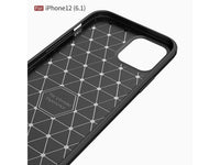 Flexible Handy Schutzhülle mit gebürster Carbon Textur auf der Rückseite für zum Schutz des Apple iPhone 12 Pro  Display und Gehäuse Case in schwarz von Screenguard