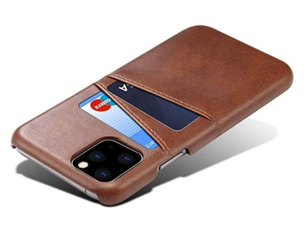 CardCaddy Leder Backcase mit Kartenfächern für Apple iPhone 12 Pro in braun von Screenguard