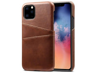 CardCaddy Leder Backcase mit Kartenfächern für Apple iPhone 12 Pro in braun von Screenguard