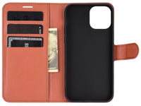 Lederhülle Karten Wallet Ledertasche Etui für Apple iPhone 12 Pro in braun von Screenguard