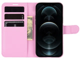 Lederhülle Karten Wallet Ledertasche Etui für Apple iPhone 12 Pro in rosa von Screenguard