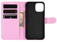 Lederhülle Karten Wallet Ledertasche Etui für Apple iPhone 12 Pro in rosa von Screenguard