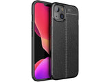 Soft TPU Case mit Design aus feinem veganen Leder für Apple iPhone 13 stabil mit erhöhten Rändern und Kanten in schwarz von Screenguard