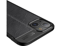 Soft TPU Case mit Design aus feinem veganen Leder für Apple iPhone 13 stabil mit erhöhten Rändern und Kanten in schwarz von Screenguard