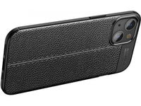 Soft TPU Case mit Design aus feinem veganen Leder für Apple iPhone 13 stabil mit erhöhten Rändern und Kanten in schwarz von Screenguard