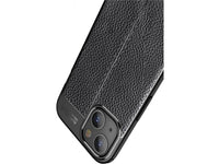 Soft TPU Case mit Design aus feinem veganen Leder für Apple iPhone 13 stabil mit erhöhten Rändern und Kanten in schwarz von Screenguard