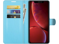 Lederhülle Karten Wallet Ledertasche Etui für Apple iPhone 13 in hellblau von Screenguard