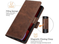 Veganes Flip Case Leder Etui Hülle mit Karten Fächer und Sichtfenster für Apple iPhone 13 in mokka von Screenguard