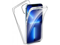 Vollständige 360 Grad Rundum Gummi TPU Hülle zum beidseitigen Schutz des Apple iPhone 13 Pro Display und Gehäuse in transparent von Screenguard