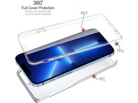 Vollständige 360 Grad Rundum Gummi TPU Hülle zum beidseitigen Schutz des Apple iPhone 13 Pro Display und Gehäuse in transparent von Screenguard