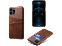 CardCaddy Leder Backcase mit Kartenfächern für Apple iPhone 13 Pro in braun von Screenguard