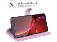 Lederhülle Karten Wallet Ledertasche Etui für Apple iPhone 13 Pro in rosa von Screenguard