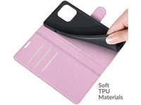 Lederhülle Karten Wallet Ledertasche Etui für Apple iPhone 13 Pro in rosa von Screenguard