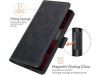 Veganes Flip Case Leder Etui Hülle mit Karten Fächer und Sichtfenster für Apple iPhone 13 Pro Max in schwarz von Screenguard