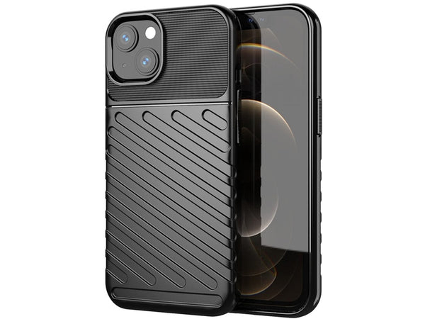 Moderne Design Hülle Cover für das Apple iPhone 13 mit Stripes zum Schutz von Kratzern, Dellen, Display aus TPU Gummi in schwarz von Screenguard